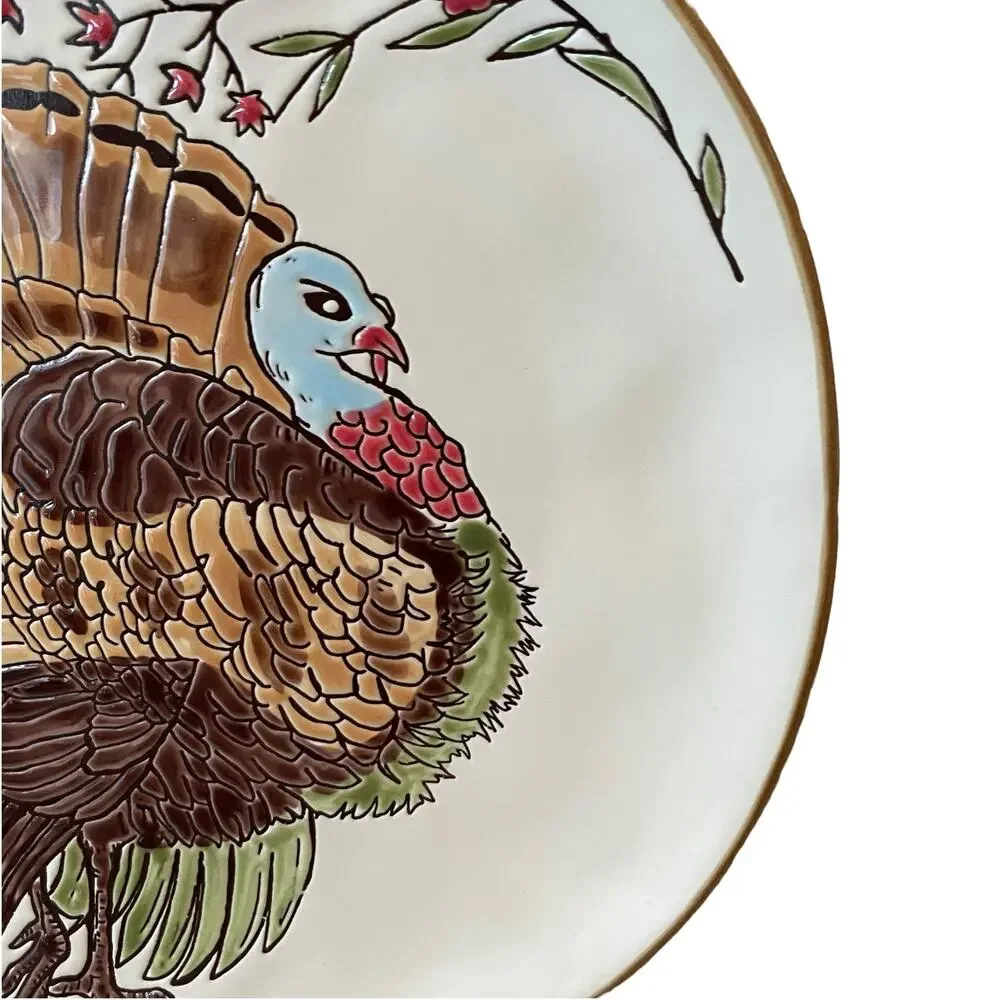 Spectrum Designz Thanksgiving Turkey Dinner Plates 11in Set of 4 New